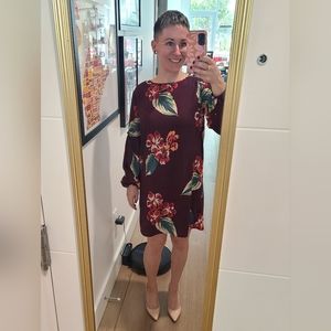 NWT - LOFT - Maroon floral dress